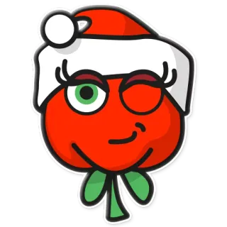 🤶 tomate, weihnachten, cartoon, niedlich, feiertag, zwinkern telegram sticker