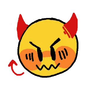 😈 Emoji, Diable, Cornes, Dessin animé, Mignon, Emoji, Mal telegram sticker