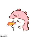 😾 สติกเกอร์, การ์ตูน, น่ารัก, ไฟ, ไดโนเสาร์, หมวก, คาวาอิ telegram sticker