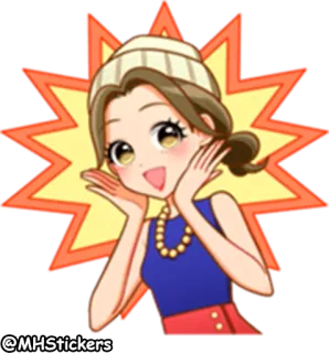 💥 @MHStickers Anime, Desenho animado, Menina, Adesivo, Mulher, Feliz telegram sticker
