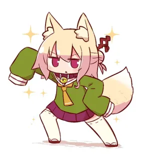 😉 menina raposa, anime, mangá, chibi, fofo, kawaii, orelhas de animais, rabo telegram sticker
