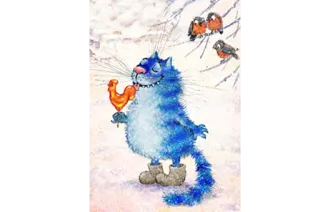 😋 cat, lollipop, winter, snow, birds, animal telegram sticker