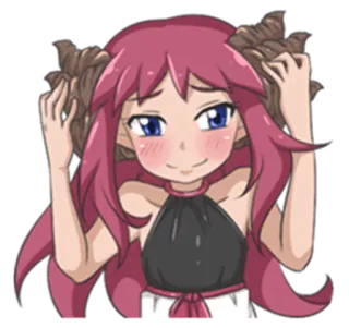 😊 อนิเมะ, ผู้หญิง, น่ารัก, ปีศาจ, เขา, ผมแดง, การ์ตูน telegram sticker
