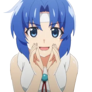 😃 Anime, Personaje, Chica, Linda, Pelo azul whatsapp sticker