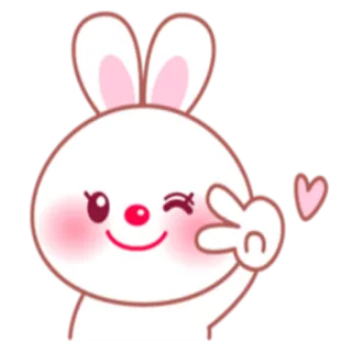 😉 bunny, rabbit, peace sign, winking, cute, kawaii whatsapp sticker