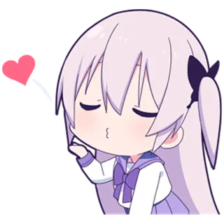 😘 Anime, Chibi, Fofo, Garota, Corações, Beijo, Kawaii, Desenho animado telegram sticker