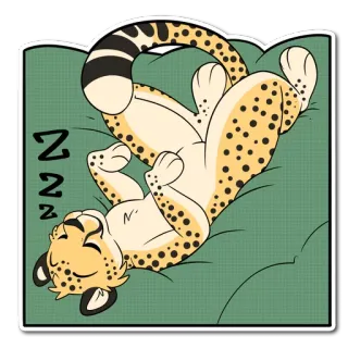 💤 ZZZ 치타, 자는, 동물, 만화, 귀여운, 고양이 telegram sticker