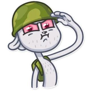 😕 ウサギ, 兵士, ヘルメット, 敬礼, 軍事, 漫画 telegram sticker