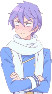 😳 Anime, Manga, Postać, Chłopak, Fioletowe włosy, Zadowolony z siebie, Kreskówka telegram sticker