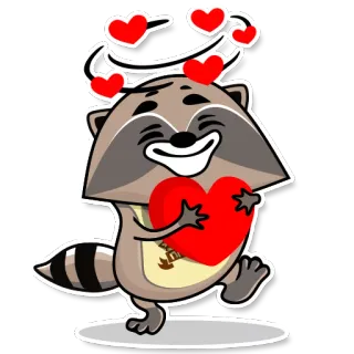 ❤️ 너구리, 하트, 사랑, 동물, 귀여운, 만화, 스티커 telegram sticker