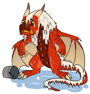 💧 มังกร, ร้องไห้, เศร้า, ถัง, การ์ตูน, แฟนตาซี telegram sticker