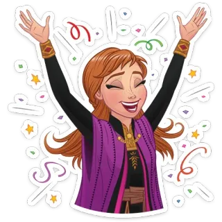 🎊 Anna Frozen Anna, Frozen, Disney, Dibujos animados, Celebración, Feliz telegram sticker