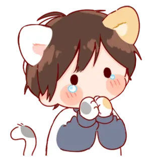 💞 anime, lindo, gato, chibi, kawaii, triste whatsapp sticker