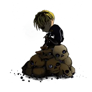 🚬 pilha de crânios, sombrio, escuro, anime, desenho animado, violência, morte whatsapp sticker
