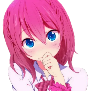 🥰 Аниме, Мило, Девушка, Розовые волосы, Румянец telegram sticker