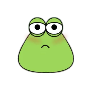 🤢 Pou, 緑, 悲しい, 漫画, ステッカー, 顔, かわいい telegram sticker