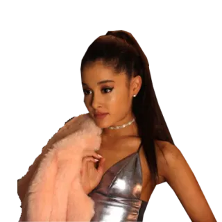 😚 Ariana Grande 가수, 여자, 유명인, 팝, 포니테일, 털 코트 telegram sticker