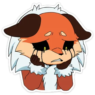 😥 伤心, 哭泣, 狐狸, 动物, 卡通, 贴纸 telegram sticker
