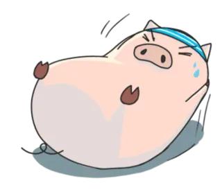 😟 babi, keringat, kartun, kelelahan, binatang, stiker telegram sticker