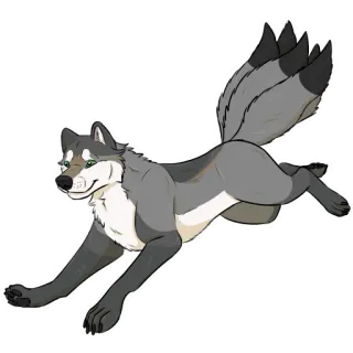 🏃‍♀️ Lobo, Animal, Perro, Canino, Fantasía, Cola, Peludo, Dibujo animado whatsapp sticker