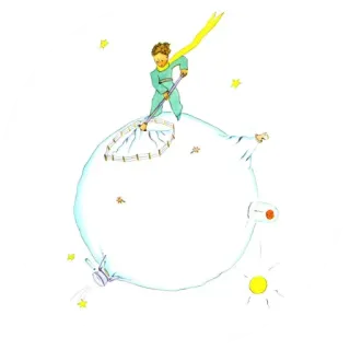 👑 The Little Prince El Principito, Antoine de Saint-Exupéry, Literatura infantil, Estrella, Planeta, Dibujo telegram sticker