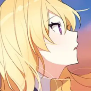 🥡 Anime, Garota, Cabelo loiro, Olhos roxos, Retrato telegram sticker