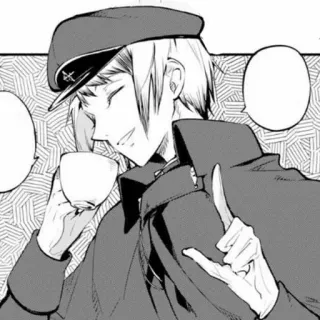 🗡 Anime, Mann, Trinken, Uniform, Militärmütze telegram sticker