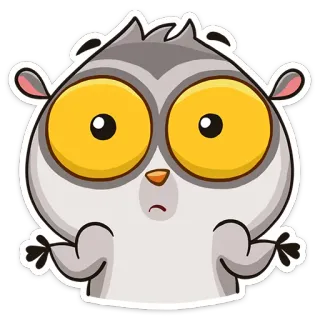 🤷 sticker, animal, mignon, drôle, personnage, dessin animé, yeux, gris whatsapp sticker