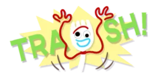 😏 Forky Toy Story TRASH! 叉奇, 玩具总动员, 迪士尼, 皮克斯, 垃圾, 卡通, 动画 whatsapp sticker