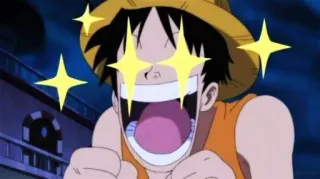 🍕 Monkey D. Luffy One Piece Anime, Cartoon, Aufgeregt, Fröhlich, Luffy, One Piece telegram sticker