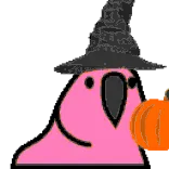 🦜 parrot, halloween, witch, pumpkin, bird, pink, hat, cute telegram sticker