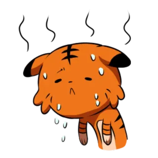🐯 만화, 호랑이, 땀, 지친, 동물, 이모티콘 telegram sticker