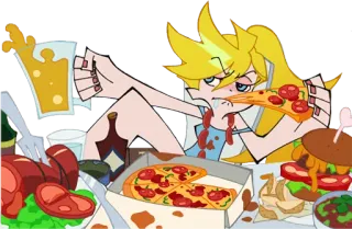 🍔 food, eating, messy, pizza, anime telegram sticker