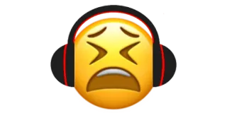 😫 Эмодзи, Лицо, Наушники, Музыка, Слушает, Грустный telegram sticker