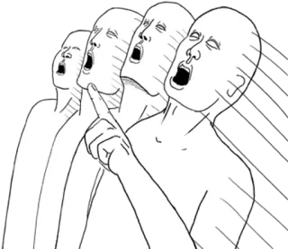 😮 pointing, scream, yell, line art, offensive telegram sticker