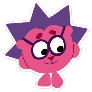 🤩 cartone animato, adesivo, personaggio, viola, rosa, occhiali, animazione, illustrazione telegram sticker