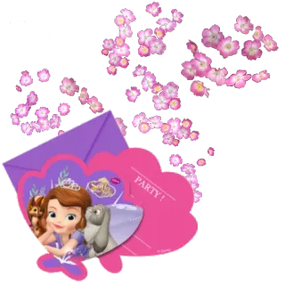 💌 Sofia PARTY! Dessin animé, Sofia la Première, Fête, Invitation, Fleur, Princesse telegram sticker