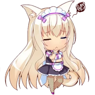 🤔 Anime, Chibi, Maid, Nekomimi, Carino telegram sticker