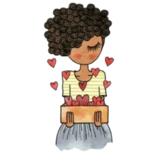 ❣ amour, coeurs, fille, mignon, illustration, dessin animé whatsapp sticker