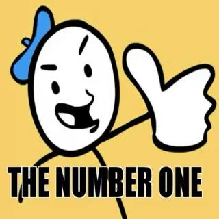 😎 THE NUMBER ONE Numero uno, Positivo, Cartone animato, Pollice in su, Successo, Vincitore telegram sticker