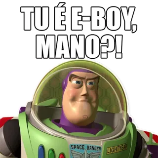 🎧 Buzz Lightyear Toy Story TU É E-BOY, MANO?! Buzz Lightyear, Toy Story, E-boy, Mano, Space Ranger telegram sticker