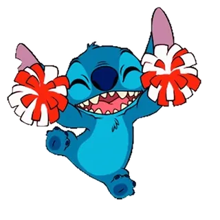 🥳 Stitch Lilo & Stitch Hoạt náo viên, Pom Poms, Disney, Người ngoài hành tinh, Vui vẻ, Dễ thương telegram sticker