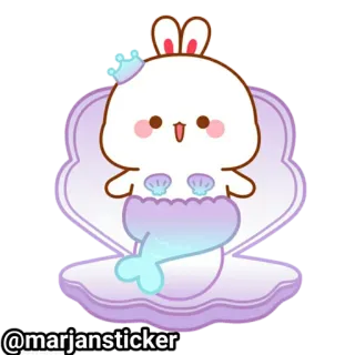 ❤️ @marjansticker зайчик, русалка, милый, мультфильм, ракушка, кролик telegram sticker