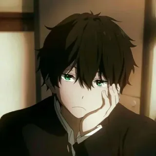 😶 Anime, Personaggio, Ritratto, Ragazzo, Occhi verdi, Hyoka telegram sticker