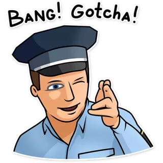 👉 BANG! Gotcha! バン, やった, 警察, 警官, 指ピストル telegram sticker