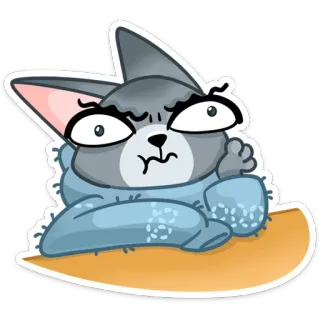 😟 кот, злой, одеяло, мем, стикер telegram sticker