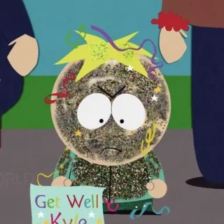 🌟 Butters Stotch South Park Get Well Kyle Butters, South Park, Que te mejores, Kyle, Dibujos animados, Animación whatsapp sticker