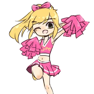 😉 Cute Cheerleader, mignon, animé, fille, rose, chibi whatsapp sticker