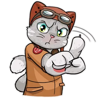 ☝ 고양이, 조종사, 만화, 동물, 항공, 조종사 telegram sticker