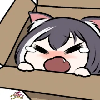 😿 Аниме, Мультфильм, Милый, Кот, Коробка, Каваий, Наклейка whatsapp sticker